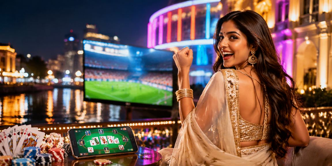 Vibrant IPL night cricket match crowd in stadium under lights